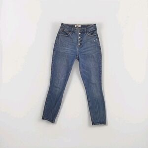 Abercrombie & Fitch The Skinny High Rise 25/0R Curve Love Jeans Distressed Denim